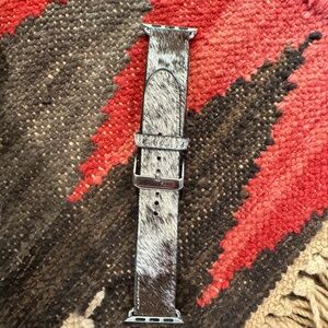 Stylish Myra Brown/white COWHIDE Leather APPLE Watch Strap